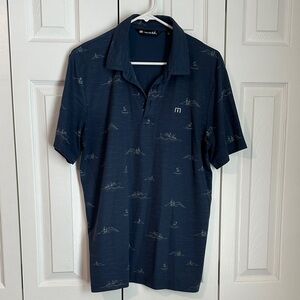 Travis Mathew Dark Blue Patterned Polo Golf Shirt
